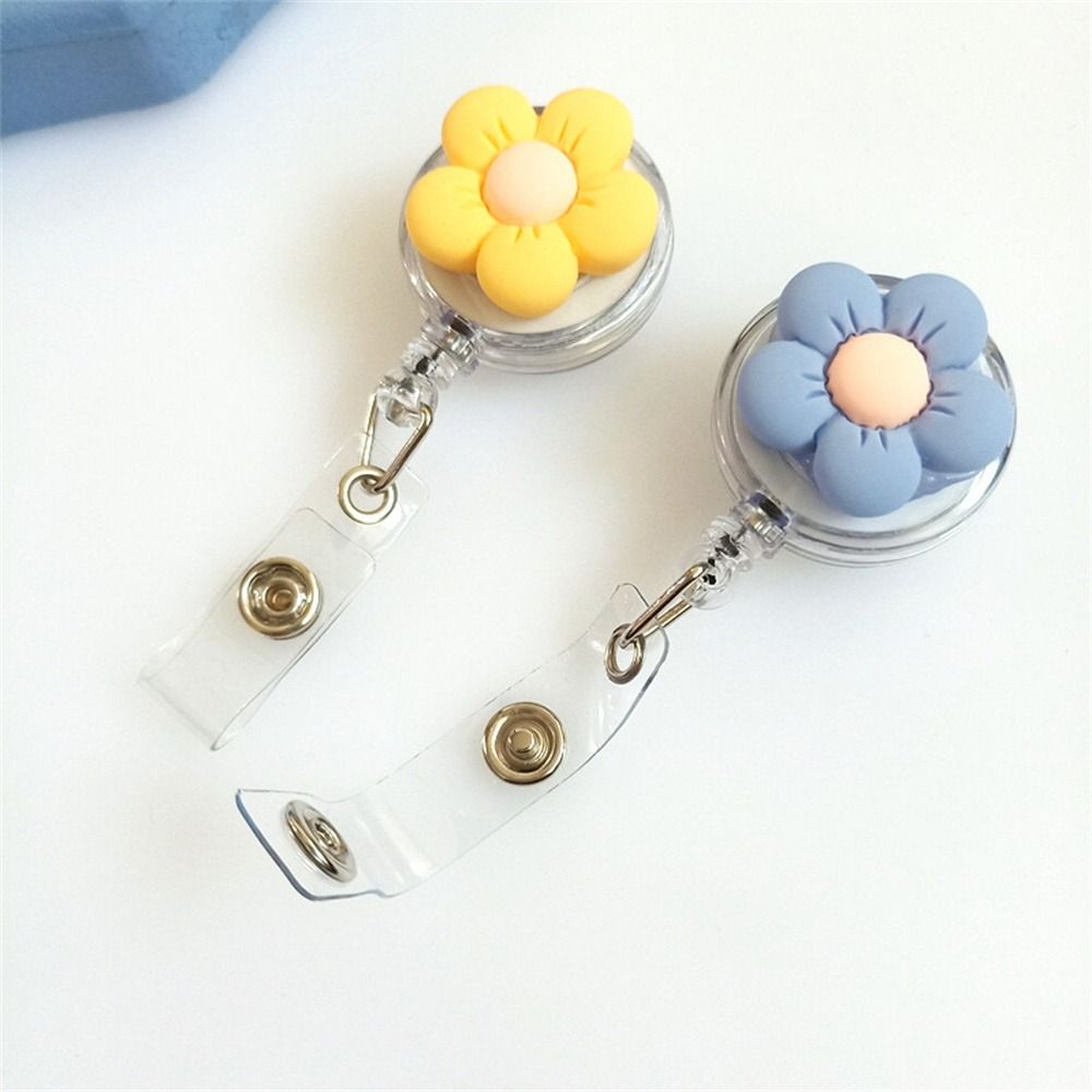 Name Tag Nurse Badge Reel Cartoon Flora Easy Pull Buckle Flower Badge Holder Doctor Students