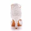 White Lace Pearl Wedding Shoes Women Open Toe High Heels Luxury Sandals Banquet Dress Stiletto