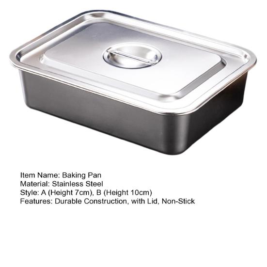 Квадратный противень с плоским дном из нержавеющей стали, очень глубокий, для лазаньи, с крышкой, антипригарный, для запекания