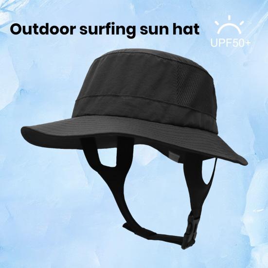 Outdoor Surf Sun Hat with Adjustable Chin Strap Soft Breathable Quick Dry Wide Brim UV Protection Fisherman Hat