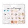 December Flower & Heart Strawberry Diamond Paper Card Earrings Set - 12 Pair