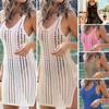 Women's Knit Bodycon V-Neck Slit Beach Cover-Up Dress