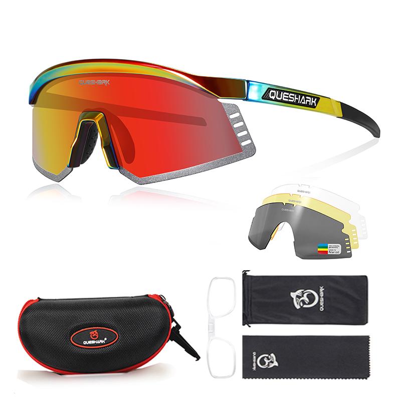 Queshark 4 линзы/набор, мужские и женские поляризационные солнцезащитные очки для велоспорта, спортивные MTB велосипедные очки, очки для езды на шоссейном велосипеде, очки QE58-01