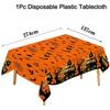 Halloween Tablecloth Orange Black Horror Ghost Table Cover Happy for Trick or Treat Theme Home Decoration