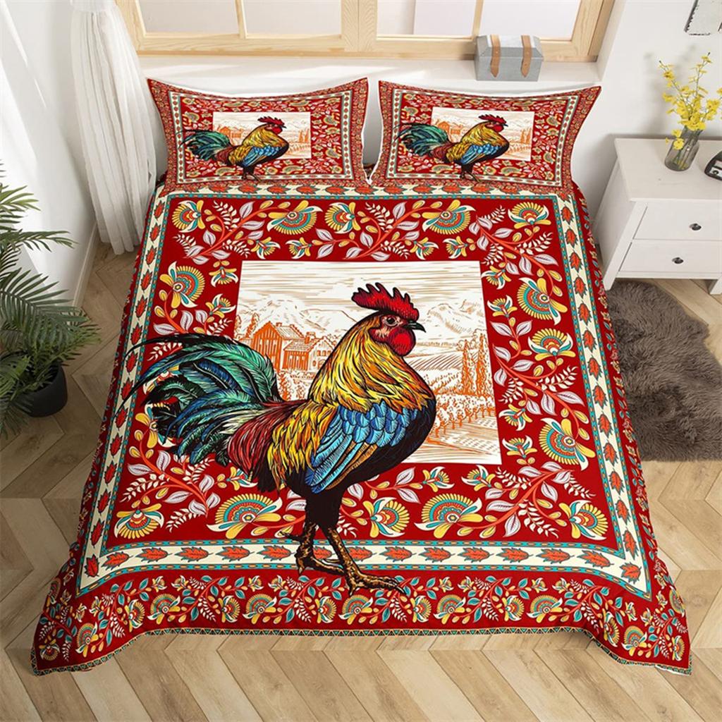 Farm 3D Chicken Duvet Cover Rooster Goose Duck for Kid Teen Women Men Gifts Farmhouse Animals for Bedroom Decorations Queen King
