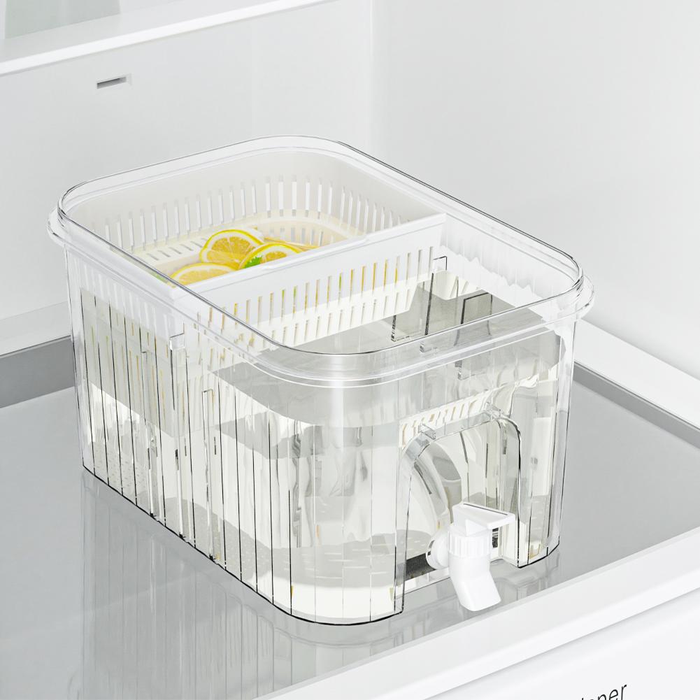 5L Water Pitcher with Faucet & Bracket Cold Water Pitcher Home Plastic Beverage Dispenser for Iced Tea Lemonade Fridge Bar Party