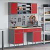 Workbench 7 pcs Red and Grey Engineered Wood and Steel