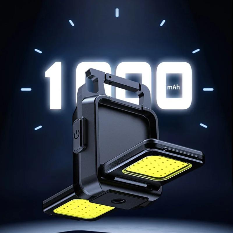 Светодиодный мини-перезаряжаемый брелок-фонарик, 4 режима портативный водонепроницаемый фонарик со складным кронштейном, открывалкой для бутылок