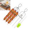 2 шт. шампуры для кебаба с толкателем, многоразовые палочки для кебаба из нержавеющей стали, 3-зубцы, шампуры для барбекю для приготовления на гриле мяса, овощей, креветок