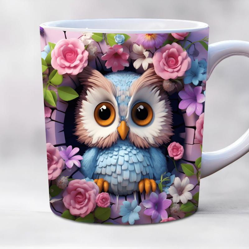 3D cute owl mug 11oz creative coffee mug bird lover friends christmas gift mug home juice cup