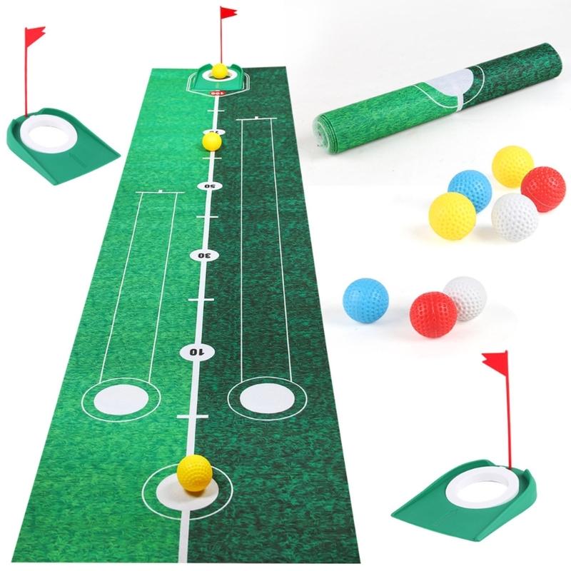 Complete Golf Putting Practice Set Includes Mat and Accessories for or Multiplayer Use to refines Technique Anywhere