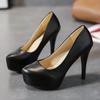 Модные туфли на высоком каблуке женские туфли-стилеты принцесса водонепроницаемая платформа ночные клубные супер туфли-лодочки одинарные рабочие туфли черные женские свадебные туфли