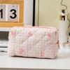 Large Capacity Cosmetic Organizer Bow Coin Purse New Quilted Makeup Bag  Women