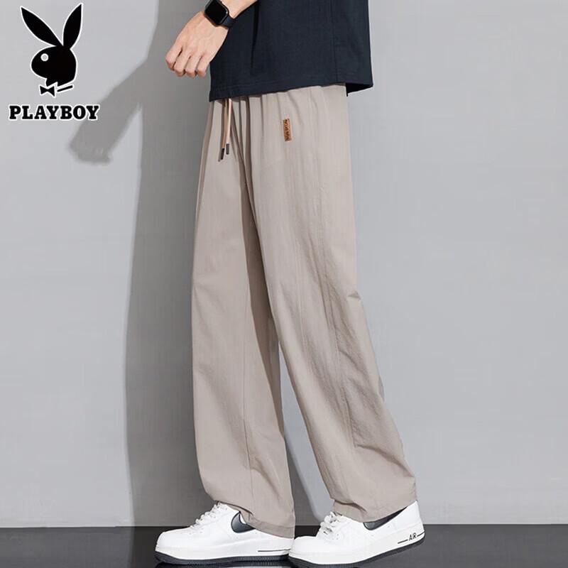 PLAYBOY Мужские повседневные брюки прямого кроя из ледяного шелка
