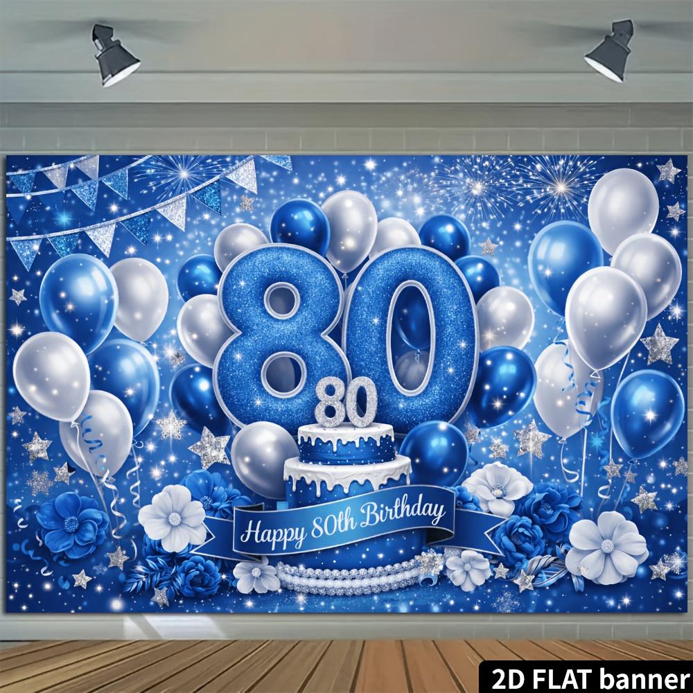 2D flat design a 1-piece banner background for an 80th birthday party suitable for family gatherings and outdoor parties