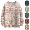 Ladies' Fashionable Casual Long Sleeved Christmas Printed Round Neck Knitted Yarn