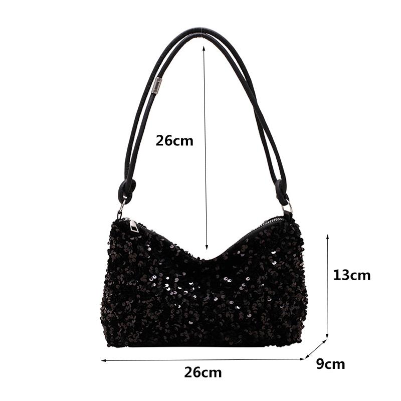 Yogodlns Винтажная женская вечеринка с блестками, маленькая сумка на плечо, модная однотонная универсальная сумка-хобо на молнии с подмышками