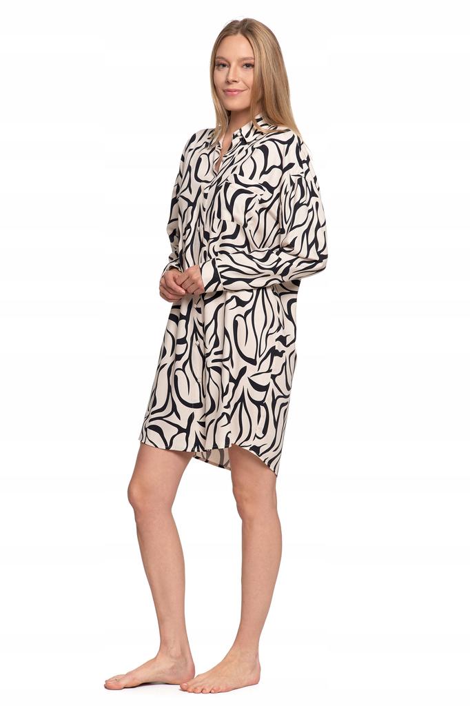 Buttoned Nightgown Viscose Women's Pajamas with Long Sleeves MORAJ M PATT1