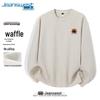 Jeanswest Men's Cartoon Cat Waffle Knit Crewneck Sweatshirt