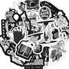 New 50Pcs Black Horror Skull And Thriller Style Gothic Decal Luggage Laptop Bicycle Waterproof Sticker