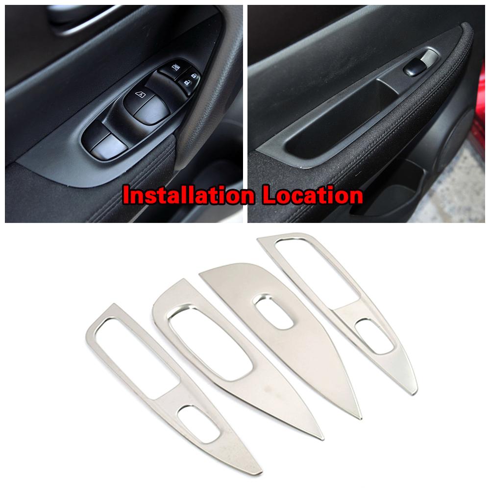 Для Nissan Qashqai J11 2014 2020 внутренняя дверь подлокотник стеклоподъемник переключатель кнопка панель крышка отделка нержавеющая сталь декоративная наклейка