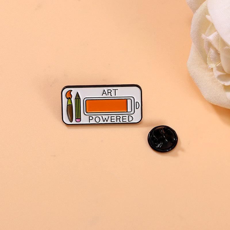 Cartoon Enamel Alloy Brooch Alphabet Paint Brush Battery Shape Cute Badge for Backpack Clothes Decoration Fashion Accessory