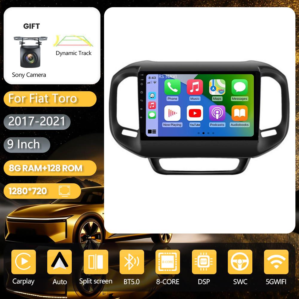 Android 16 pour FIAT Toro 2017 - 2020 Carplay Auto Autoradio BT Lecteur multimédia GPS Écran QLED 2K Contrôle par application au volant