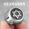Иудаизм Гексаграмма Звезда Давида Нержавеющая сталь Мужские кольца Панк Хип-Хоп для мужчин Мальчик Байкер Ювелирные изделия Творческий подарок