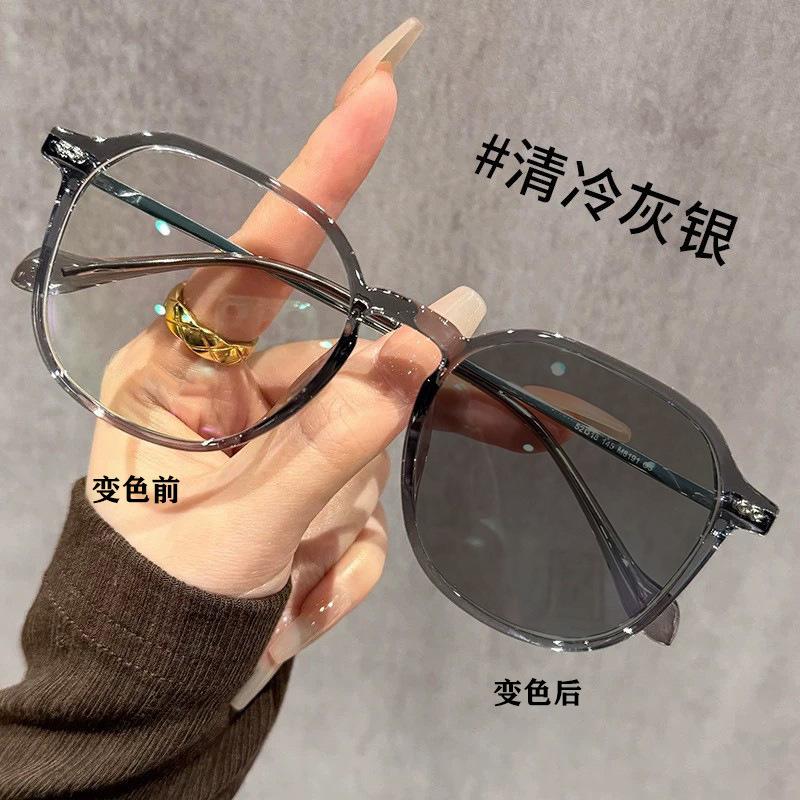 New ultra-light and versatile reading glasses anti-blue high definition plain white flower glasses large frame advanced temperament color-cha
