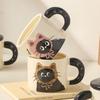 Смешная кружка Керамические чашки для кофе Милая кружка с кошкой с крышкой Оригинальные чашки для завтрака Пивные кружки Чашка для воды Посуда Персонализированный подарок