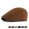 Autumn Winter Velvet Thick Warm Cap Men's Corduroy Beret British Retro Forward Cap Painter Cap
