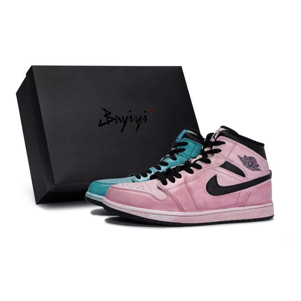 Jordan Air Jordan 1 Vintage Basketball Shoes Unisex Mid top Black DQ8426-132(Team80-S-BOX)