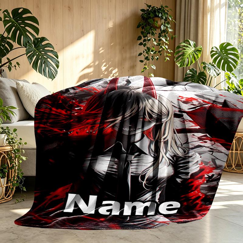 Custom Name Personalized Makima Chainsaw Man Print Blanket, Home Decor, Bedroom, Sofa, Camping, Couch, Gifts for Birthday ChristmasEnthusiasts