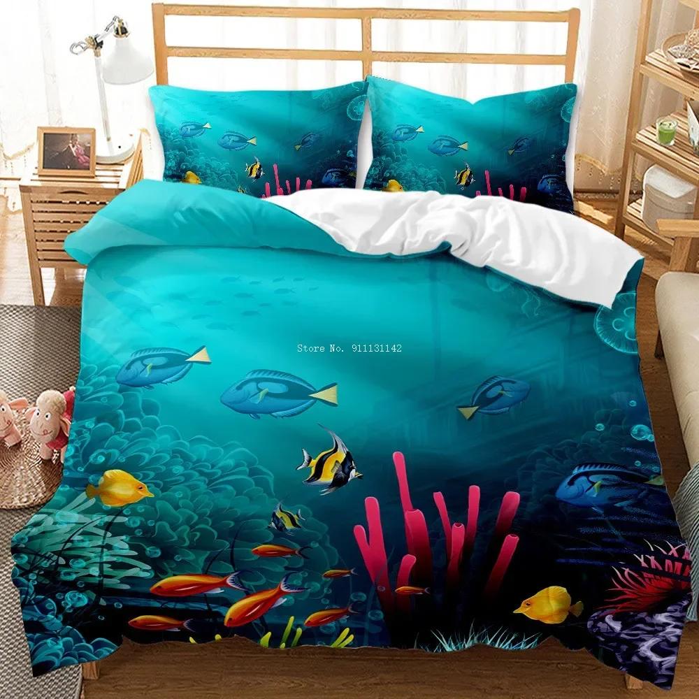 3D Undersea World Whale Shark Comfortable Duvet Quilt Cover Pillowcase Bedding Set Children Bedroom Decoration Home Textile