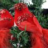 3Pcs Red Velvet Foam Feather Bird Artificial Imitation Cardinal Birds Model Home Garden Plant Wedding Decoration Party Ornaments