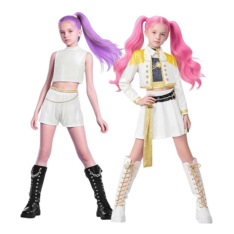 Костюм для косплея K-Pop Hunter, костюм поп-певицы, костюм на Хэллоуин, детское платье для переодевания, сценический костюм