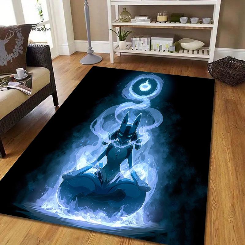 Lucario Flannel Pattern Square Carpet,Area Rug,Carpet Rug for Living Room Bedroom Sofa Playroom Decor,Non-slip Floor Mat