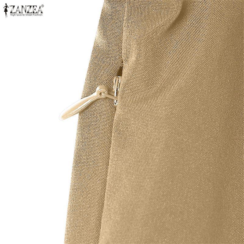 ZANZEA Женское повседневное свободное длинное платье с отложным воротником и длинным рукавом