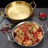 Handle Frying Pan Stainless Steel Paella Pan with Gold Handle Cooking Pot Seafood Rice Pans Non Stick  Skillet Kitchen Cookware