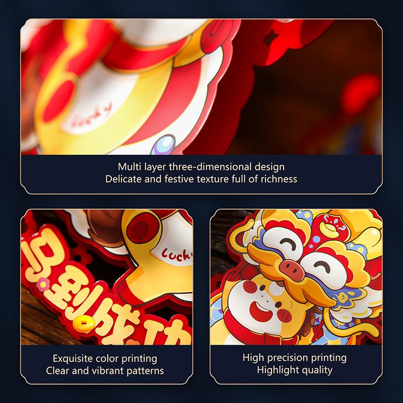 1Pair Chinese Style Zodiac Horse Wall Decor Cartoon Traditional 2026 New Year Door/Windows Decals Blessing Sticker