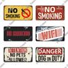 Putuo Decor Warning Metal Sign Plaque Metal Vintage Licenses Plate Tin Sign Wall Decor for Gas Station Pub Bar Beach Decoration