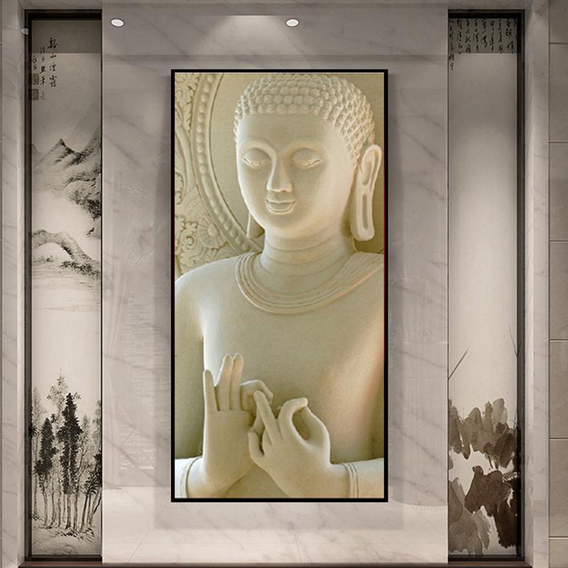 Художественное буддийское искусство, украшение для дома, фигура Будды, картина, печать на холсте, постеры, настенная картина для гостиной, рамка