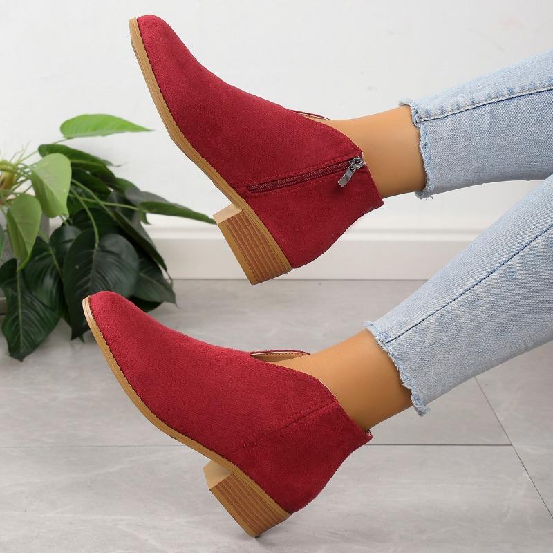 Модные осенние женские ботинки с острым носком на низком каблуке для женщин, уличные ботинки на платформе, повседневные нескользящие женские туфли на молнии