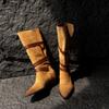 Handmade Boots Retro Inner Heightening Western Cowboy Boots Autumn And Winter Leather Pointed Low Heel Tall Boots