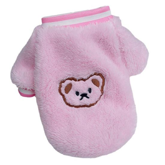 Pet Coat Bear Embroidery Coral Fleece Pet Dog Sweatshirt Two-legged Coat
