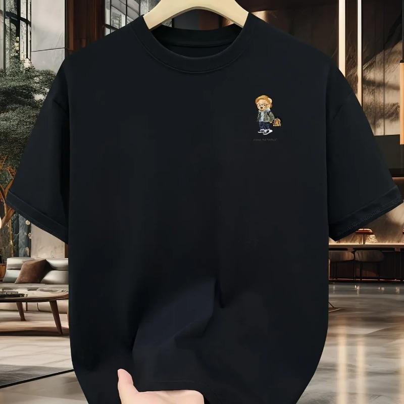 Men's and Women's Pure Cotton Summer Loose Size Cartoon Pattern Printed and Comfortable Round Neck Short Sleeved T-shirt Top