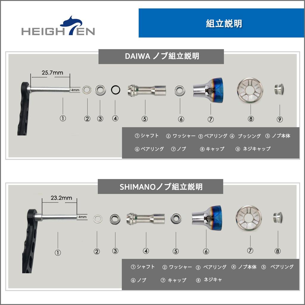 HEIGHTEN Reel Handle Knob For SHIMANO Type A DAIWA Type S 70 Series Aluminum Engine Series HT19603 24.5mm 8.5g V2.0