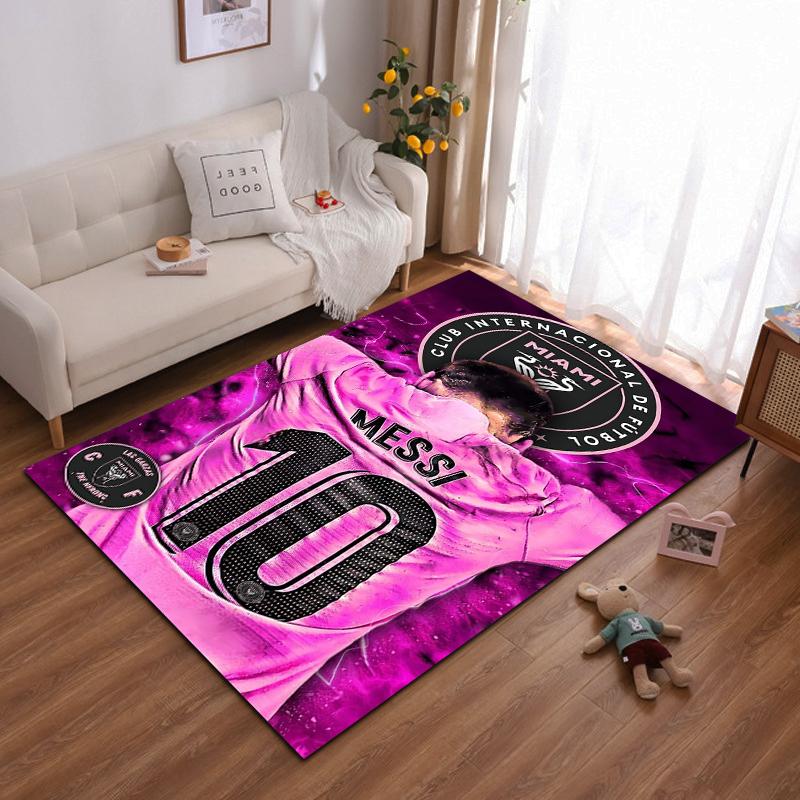 "Pink Soccer Jersey Design with Number 10 - Non-slip rug suitable for living room and bedroom sofas"
