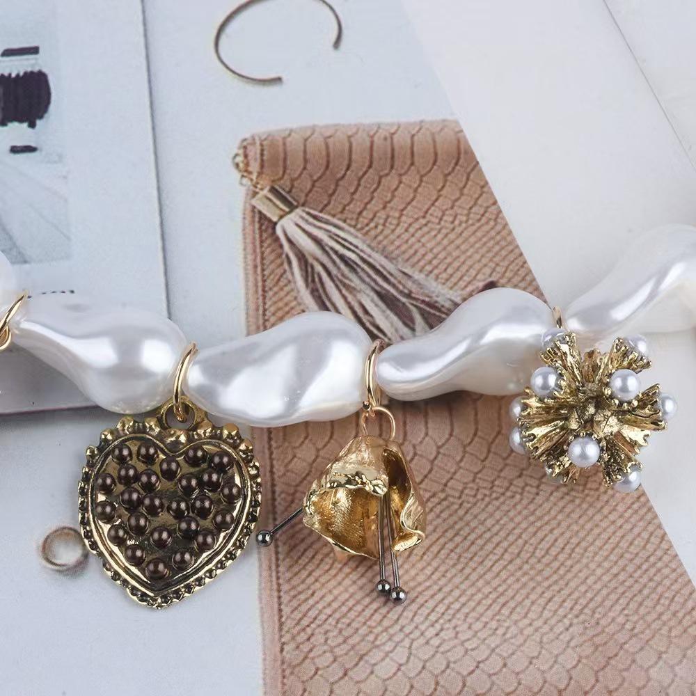 Винтажное жемчужное ожерелье в виде жука-сердца с душистым горошком - Элегантное эффектное украшение на ключицу для женщин