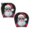 Holiday Themed Car Accessories 2Pcs Santa Headrest Covers, Christmas Printed Pillow Cases, Universal Fit Auto Interior Decoration for Most Vehicles,
